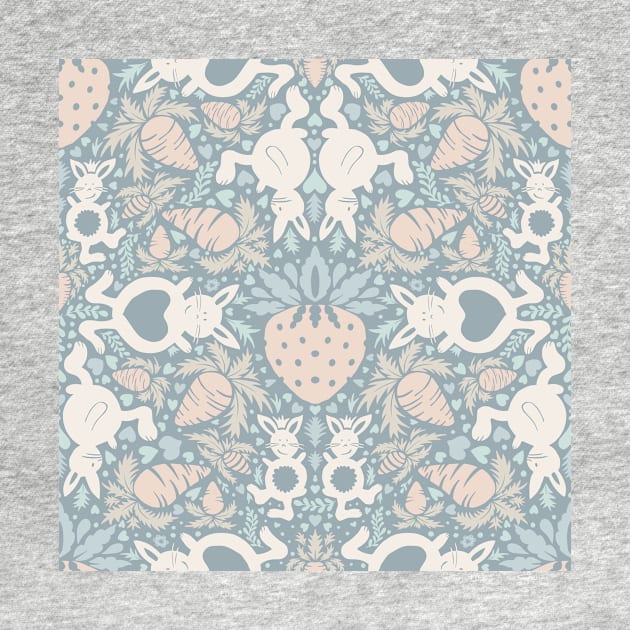 cute rabbits and strawberries in pastel colors | repeat pattern by colorofmagic